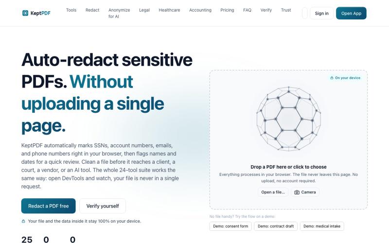 KeptPDF — PDF tools without the upload — screenshot
