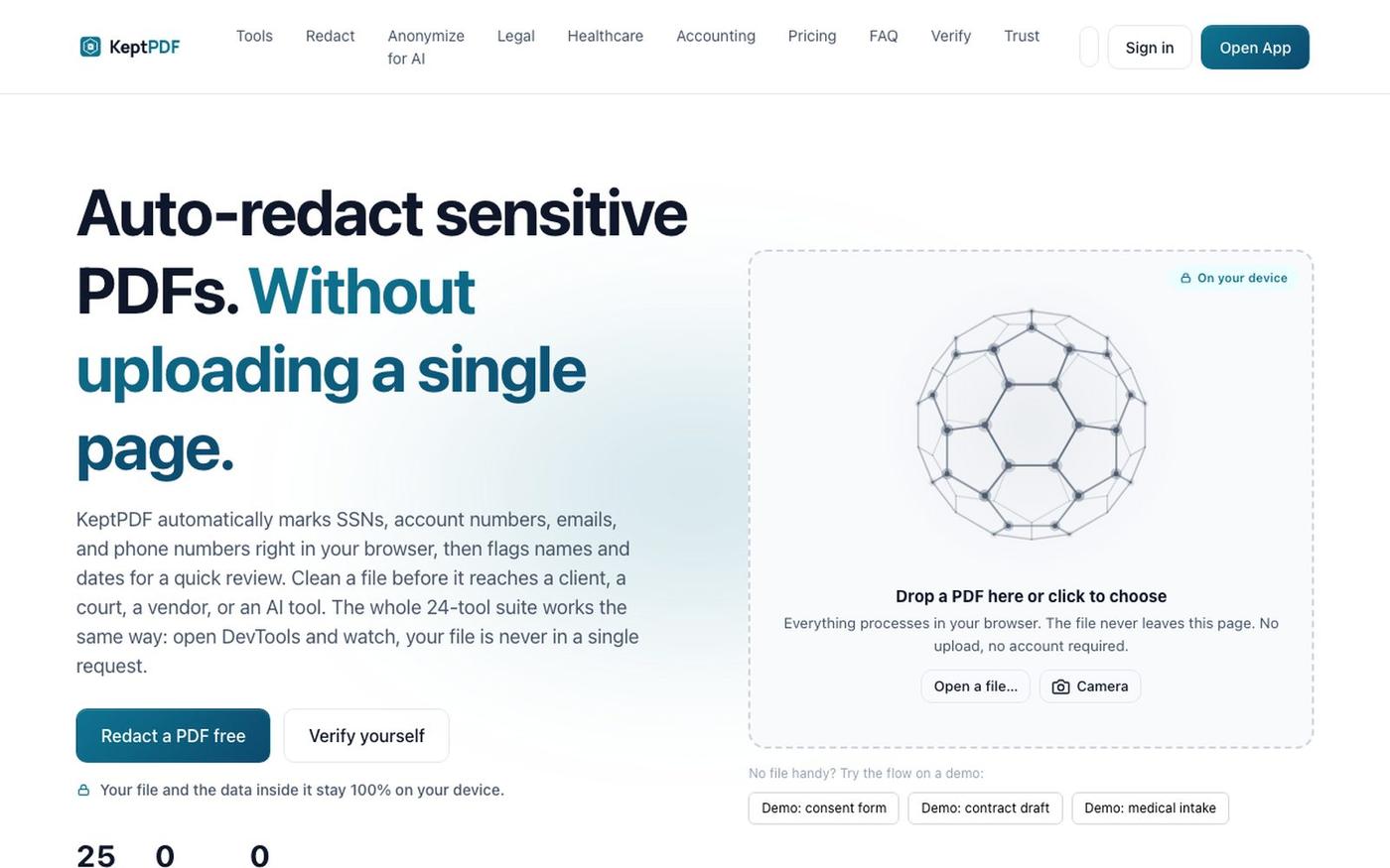 KeptPDF — PDF tools without the upload — screenshot
