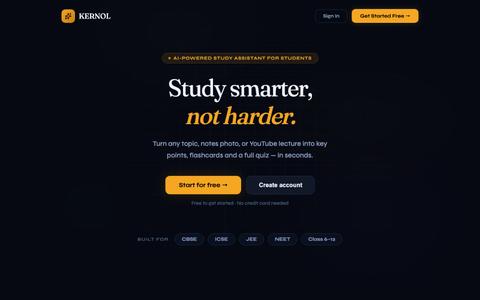 KERNOL — AI Study Assistant | A PixelNest Labs product — screenshot