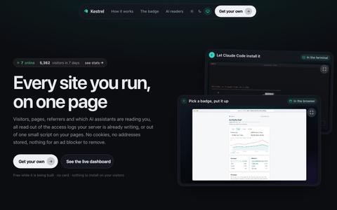 Kestrel: quick, simple website analytics — screenshot