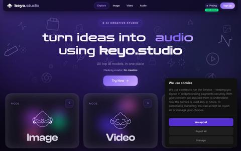 Keyo Studio — AI Image, Video & Audio Generator | All Top AI Models — screenshot