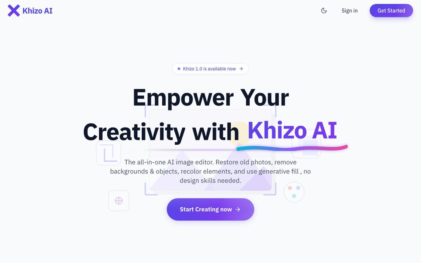 Khizo AI - AI Image Editor | Photo Restore, Background Removal & More | Khizo AI — screenshot