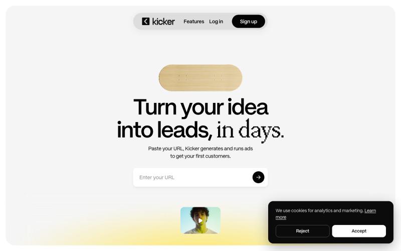 Kicker - Validate your business, in days. — screenshot