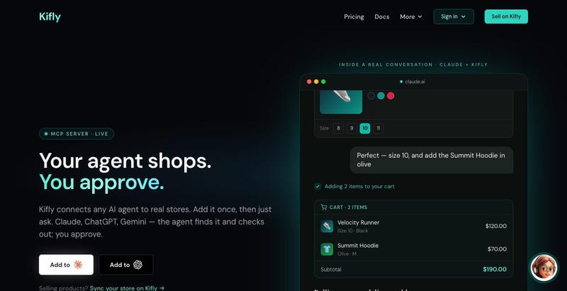 Kifly — Your agent shops. You approve. — screenshot