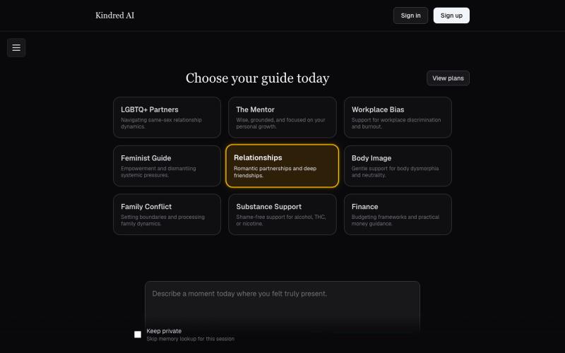 Kindred AI — screenshot