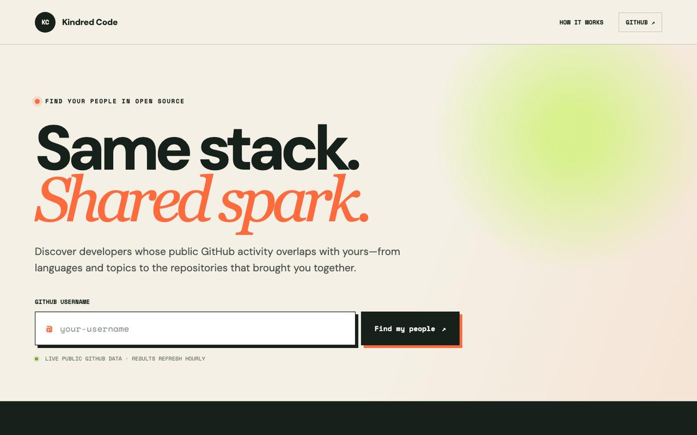 Kindred Code — Same stack. Shared spark. — screenshot