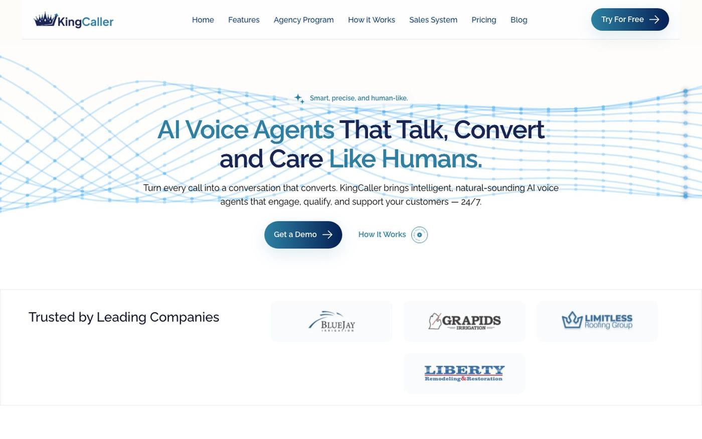 KingCaller – Sounds Like a Human, Performs Like AI — screenshot