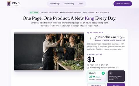 King for a Day — Bid to wear the crown for 24 hours — screenshot