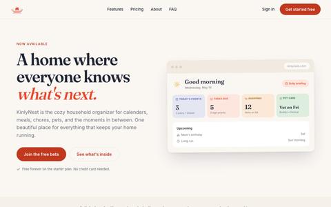 KinlyNest: A home where everyone knows what's next — screenshot