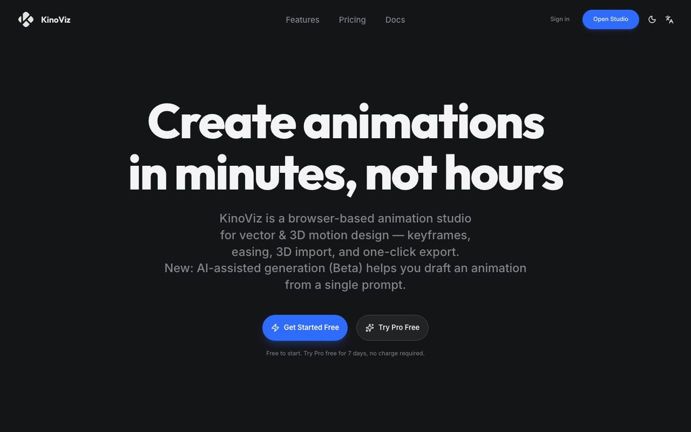 KinoViz — Animation Studio with AI — screenshot