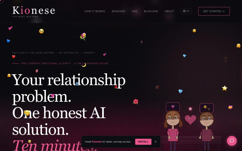 Kionese — Pre-Therapy AI | Relationship Clarity — screenshot
