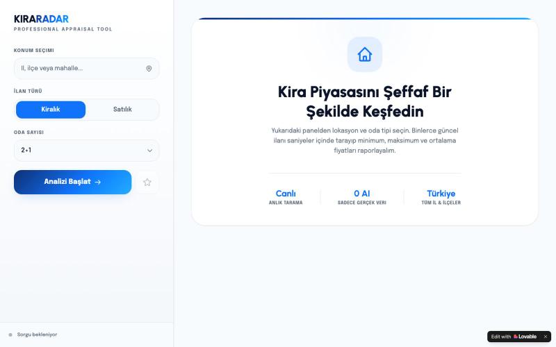 Kira Sorgu — Türkiye Ev Kira Fiyat Analizi — screenshot