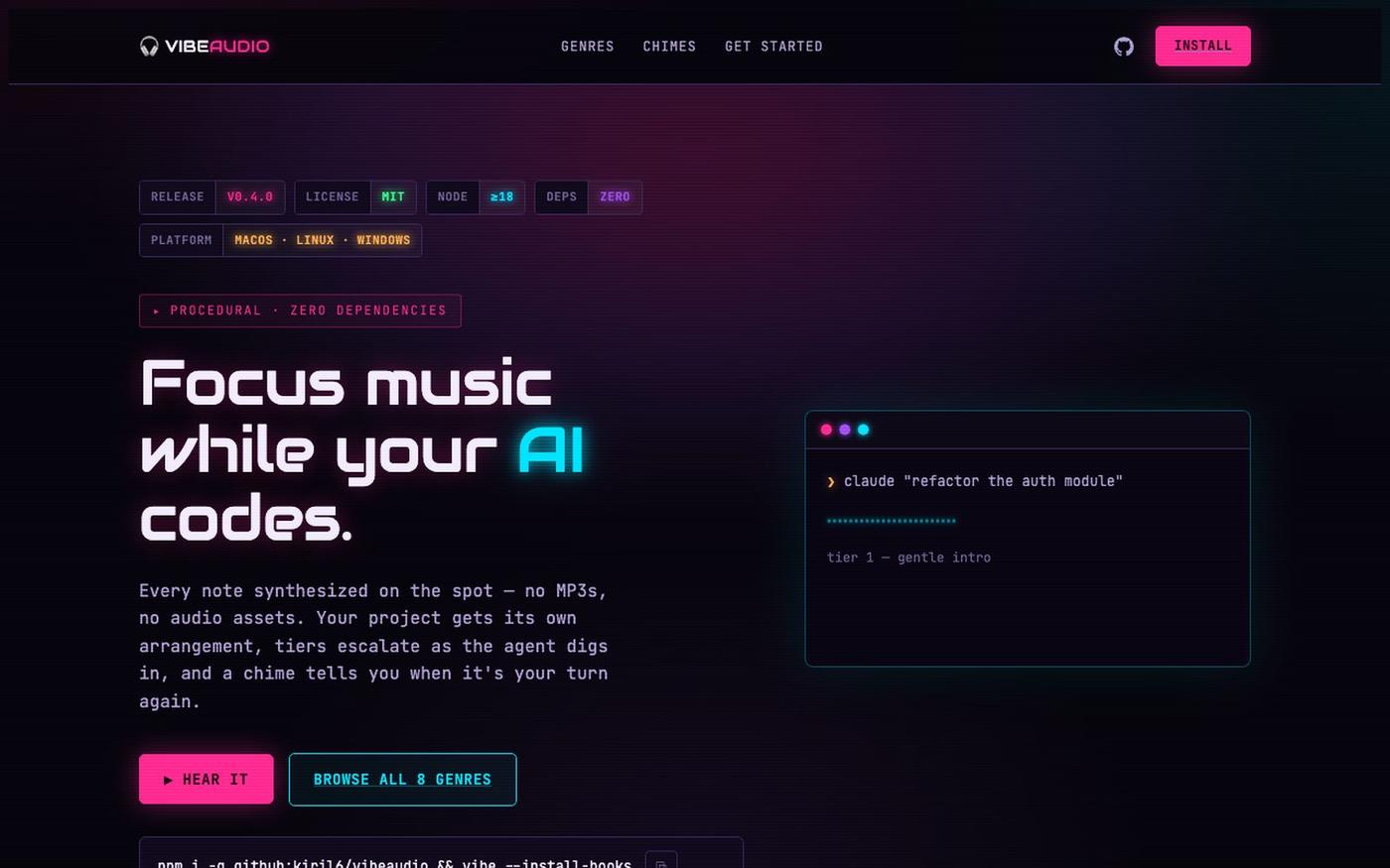 VibeAudio — screenshot