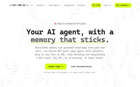 Kit for AI — The Memory Layer for AI Agents — screenshot