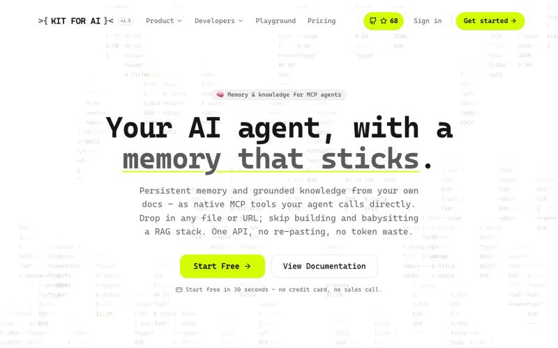 Kit for AI — The Memory Layer for AI Agents — screenshot