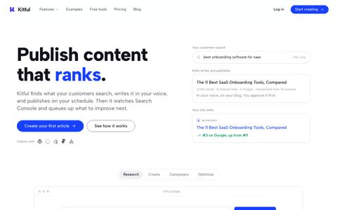 AI content workflow for SaaS teams | Kitful AI — screenshot