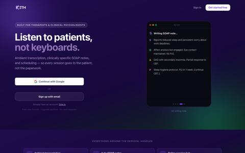 Kith — AI Clinical Workspace for Therapists — screenshot