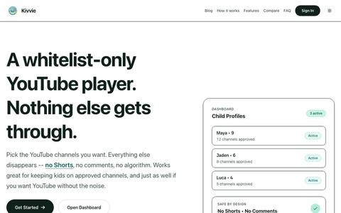 Kivvie - Whitelist-Only YouTube Player | No Shorts, No Algorithm — screenshot