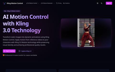 Kling Motion Control - AI Motion Transfer with Kling 3.0 — screenshot