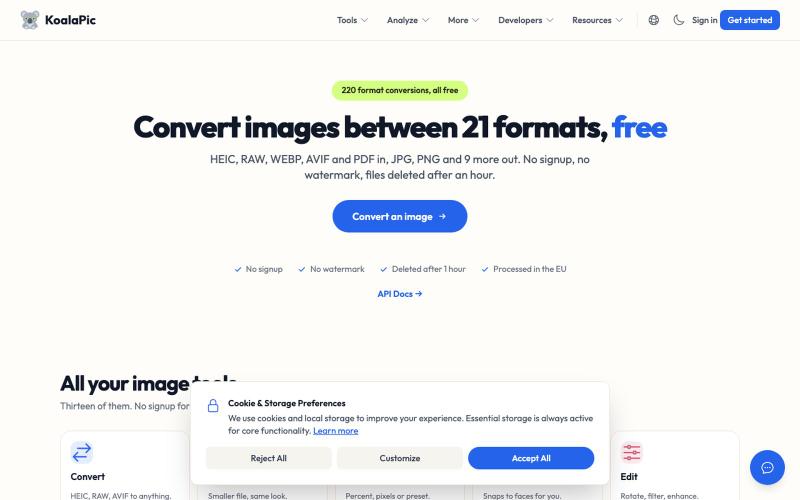 Free Online Image Converter | KoalaPic — screenshot