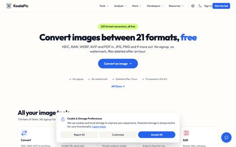 Free Online Image Converter | KoalaPic — screenshot