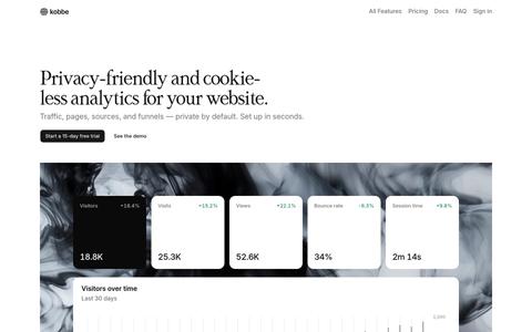 Kobbe — Web analytics that respect your visitors — screenshot