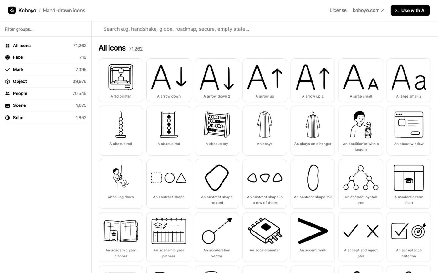 Koboyo Icons — 71,262 free hand-drawn SVG icons — screenshot
