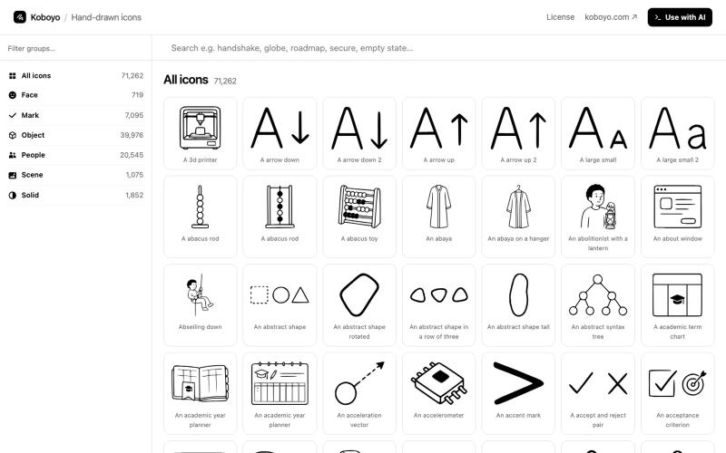 Koboyo Icons — 71,262 free hand-drawn SVG icons — screenshot