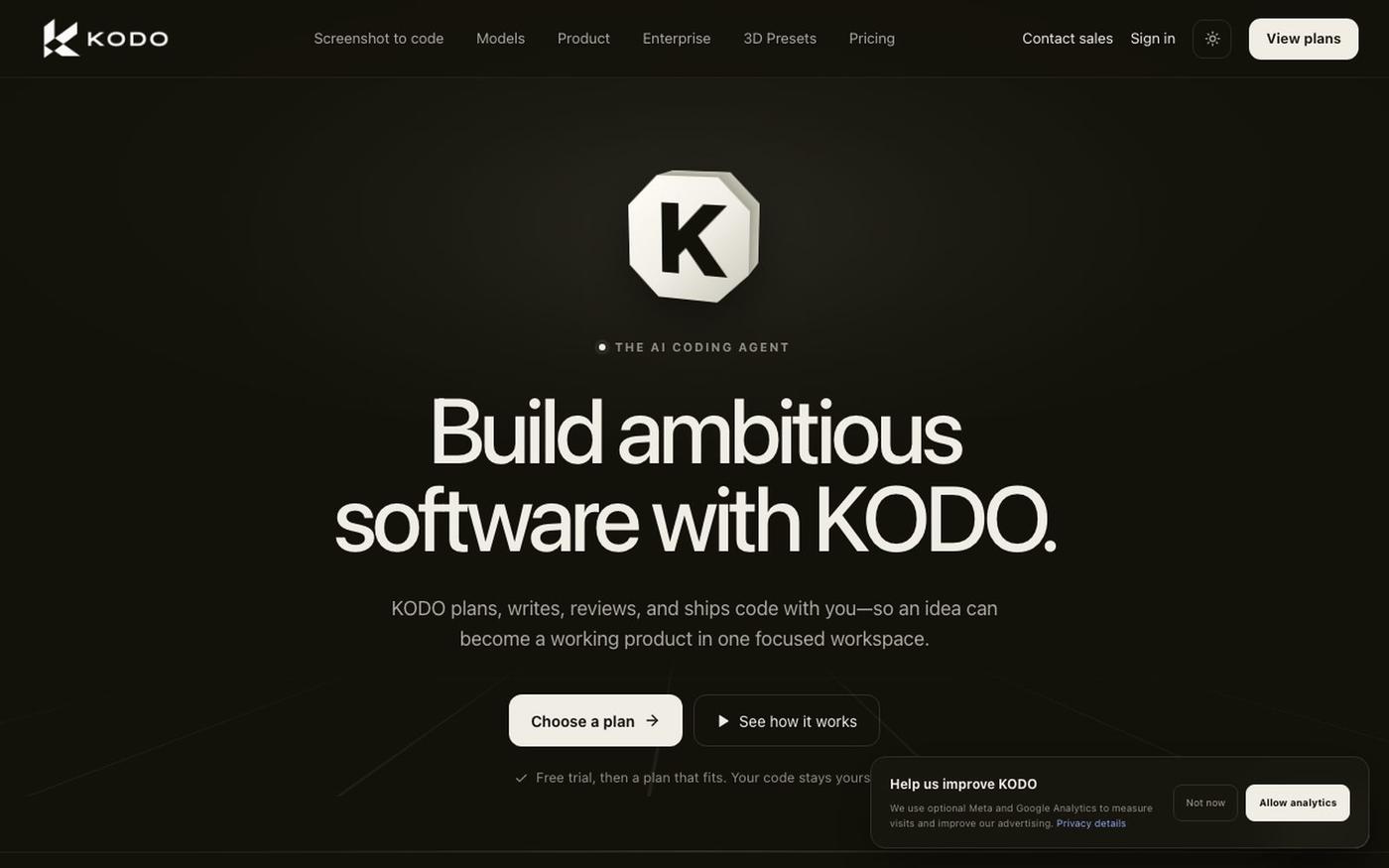 KODO — AI Coding Agent for Ambitious Software — screenshot