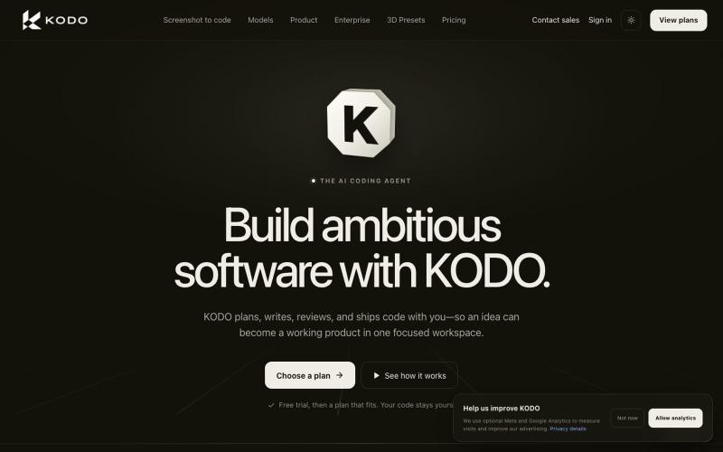 KODO — AI Coding Agent for Ambitious Software — screenshot