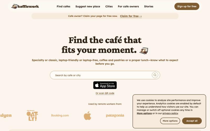 Best laptop-friendly cafes | koffiework — screenshot