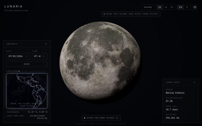 Lunaria · Moon of the Day — screenshot