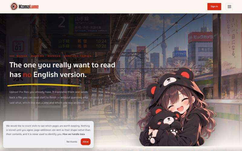 KomaLume — Manga translation console — screenshot