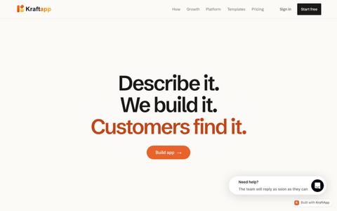 KraftApp — describe it, watch it appear — screenshot