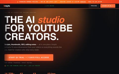 Krayto — The AI Studio for YouTube Creators — screenshot