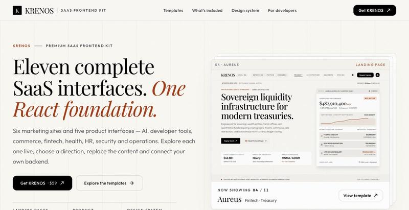 KRENOS — Premium SaaS Frontend Kit — screenshot