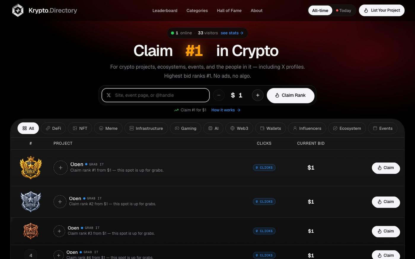 Krypto.Directory — Claim #1 in Crypto — screenshot