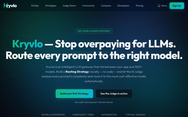 Kryvlo — No-Code LLM Routing Strategies & Community LLMOps — screenshot