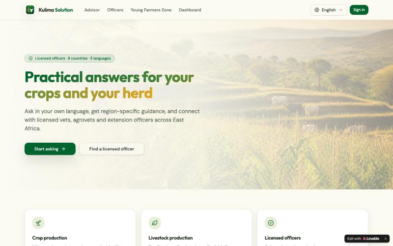 Kulima Solution — Crop & livestock advisor for East Africa — screenshot