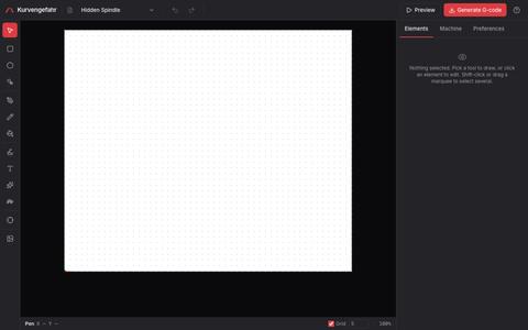 Kurvengefahr — pen-plotter CAM — screenshot