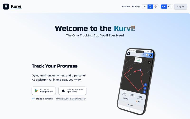 Kurvi - Training, nutrition and everyday tracking in one app — screenshot