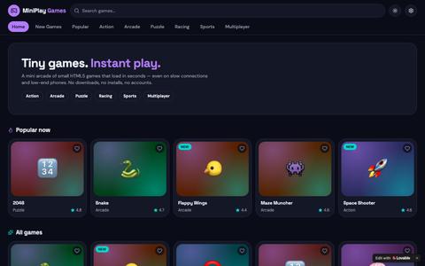 MiniPlay Games — Free Small Browser Games, Instant Play — screenshot