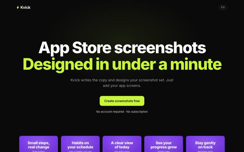 App Store & Google Play Screenshot Generator | Kvick — screenshot