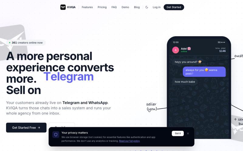 KVIQA - Creator & Chatter Marketplace — screenshot