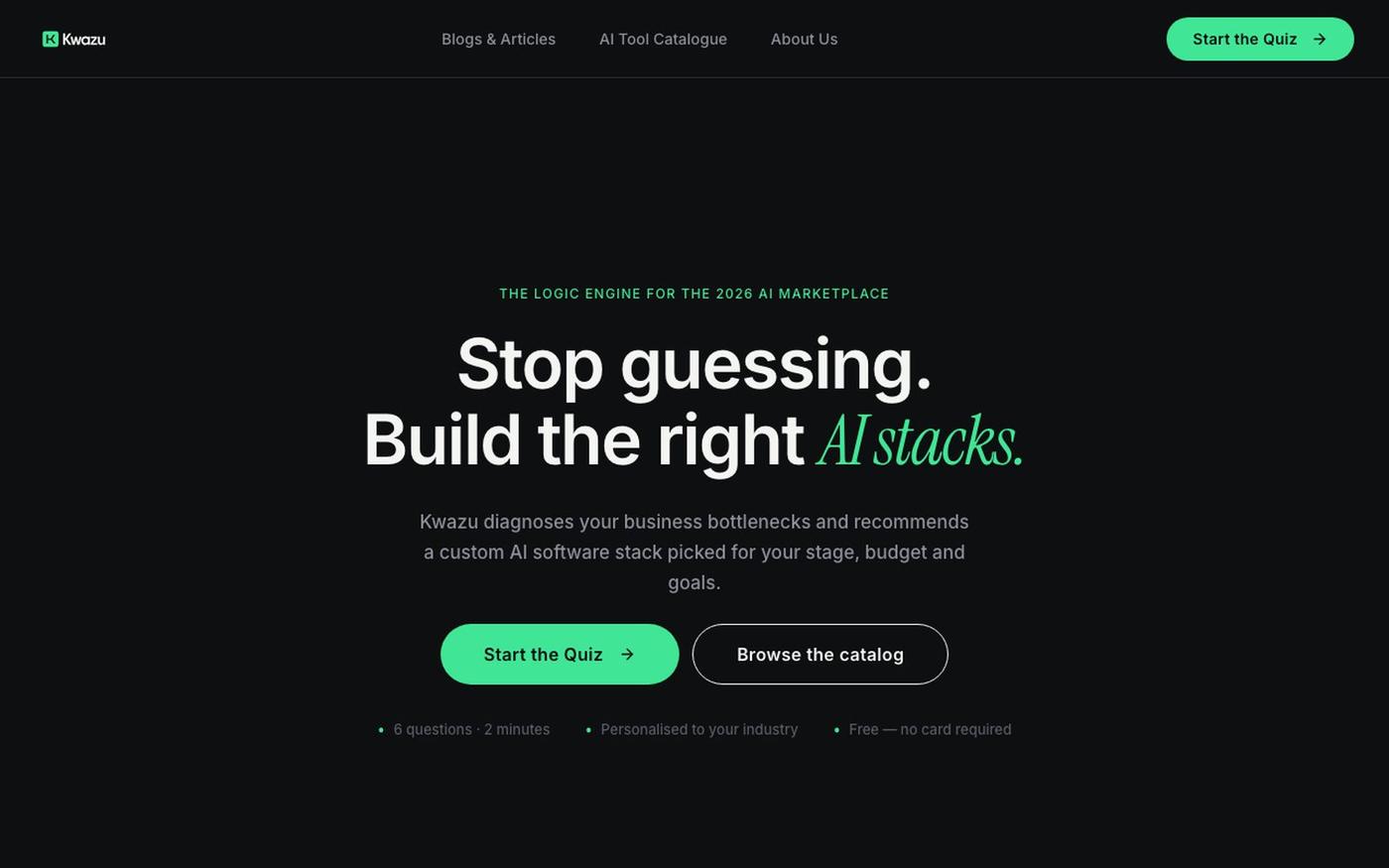 Kwazu — Build the right AI stack — screenshot