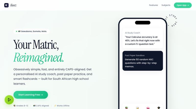 Kwez — Grade 10 CAPS Study Tools & CAO Support — screenshot