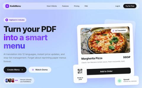 KwikMenu — AI Menu Digitization & QR Menus for Restaurants — screenshot