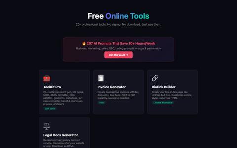 Free Online Tools - 20+ Tools No Signup Required — screenshot