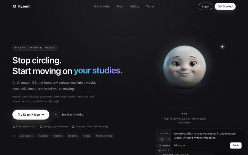 KyzenX — Plan. Execute. Prove it. — screenshot