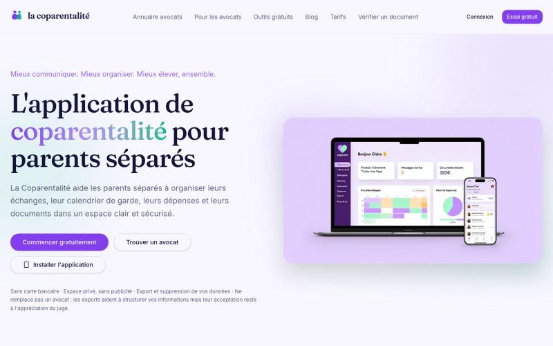 Application coparentalité & garde alternée | La Coparentalité — screenshot